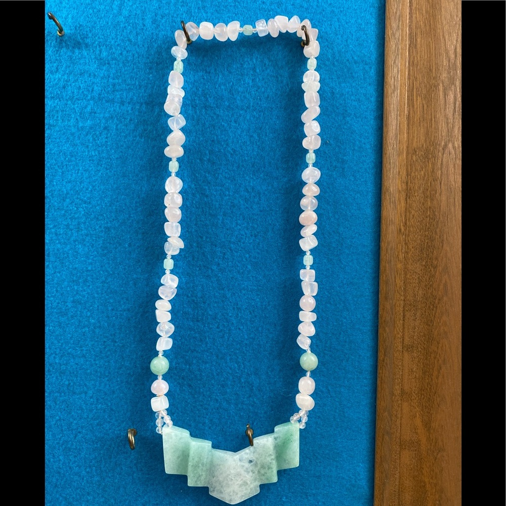 Rose quartz and jade necklace